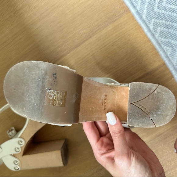 Prada White Chunky Heels Size 38.5 - Picture 7 of 8